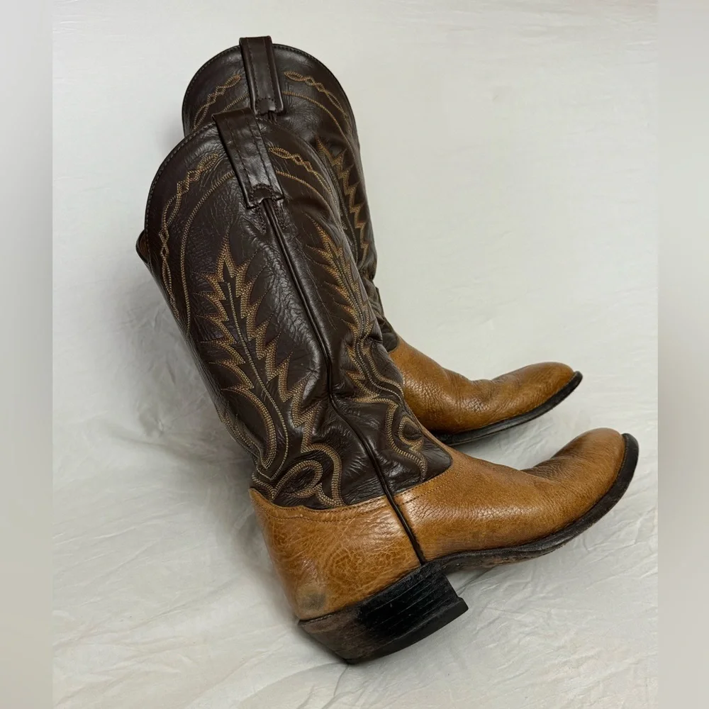 Tony Lama Black Label 6530 Western Cowboy Boots Brown Leather Men's Size 10B